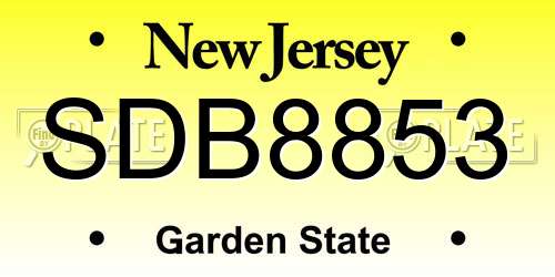 SDB8853 New Jersey License Plate