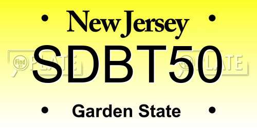 SDBT50 New Jersey License Plate