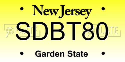 SDBT80 New Jersey License Plate