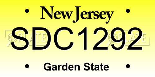 SDC1292 New Jersey License Plate