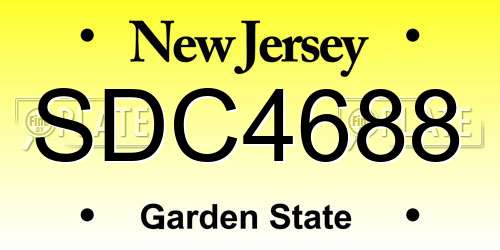 SDC4688 New Jersey License Plate