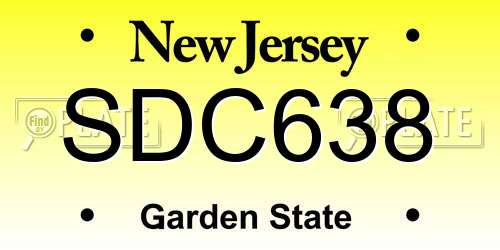 SDC638 New Jersey License Plate