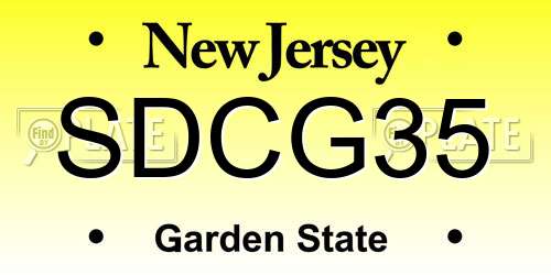 SDCG35 New Jersey License Plate