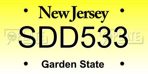 SDD533 New Jersey License Plate