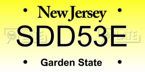 SDD53E New Jersey License Plate