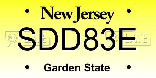 SDD83E New Jersey License Plate