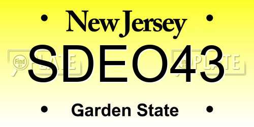 SDEO43 New Jersey License Plate