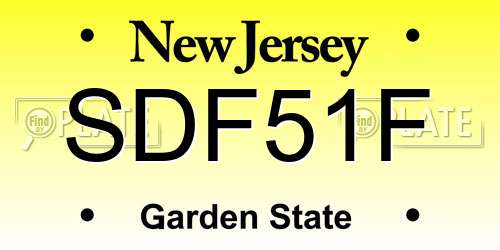 SDF51F New Jersey License Plate