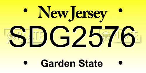 SDG2576 New Jersey License Plate