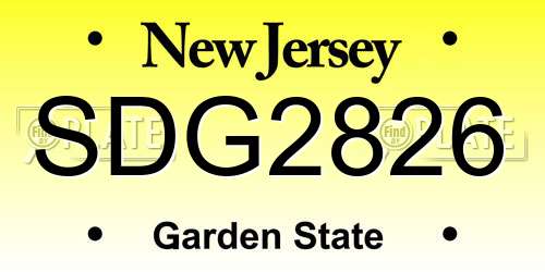 SDG2826 New Jersey License Plate