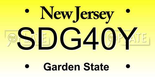 SDG40Y New Jersey License Plate