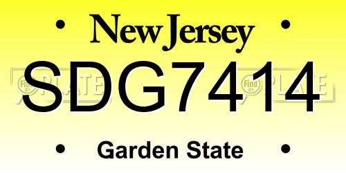 SDG7414 New Jersey License Plate