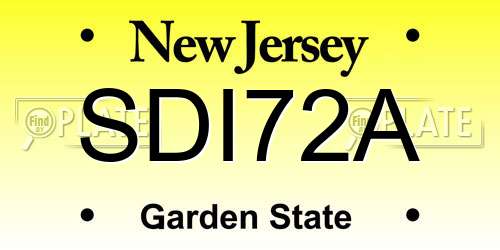 SDI72A New Jersey License Plate
