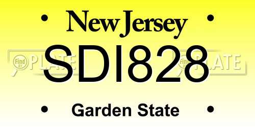 SDI828 New Jersey License Plate