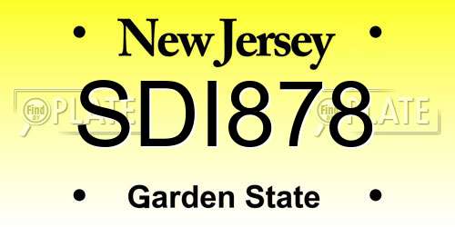 SDI878 New Jersey License Plate