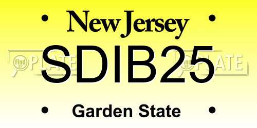 SDIB25 New Jersey License Plate
