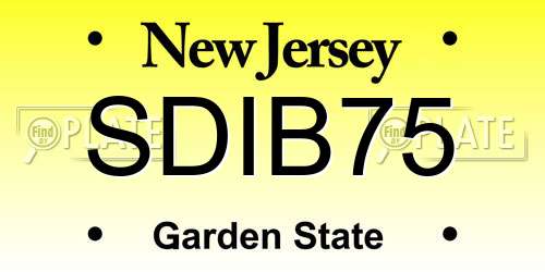 SDIB75 New Jersey License Plate