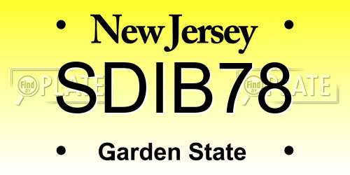 SDIB78 New Jersey License Plate