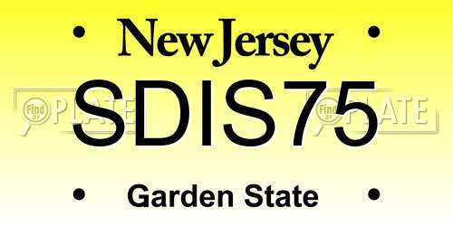 SDIS75 New Jersey License Plate