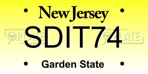 SDIT74 New Jersey License Plate
