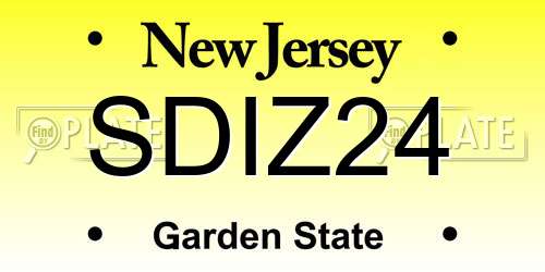 SDIZ24 New Jersey License Plate