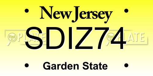 SDIZ74 New Jersey License Plate