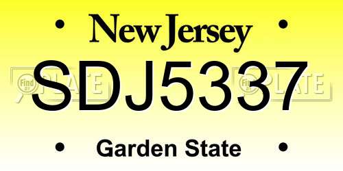SDJ5337 New Jersey License Plate