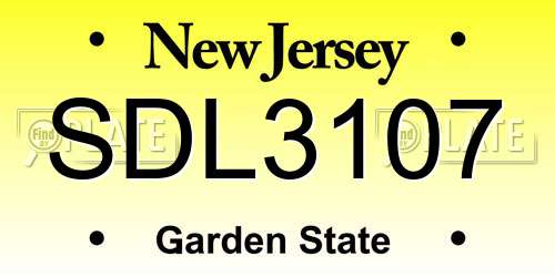 SDL3107 New Jersey License Plate