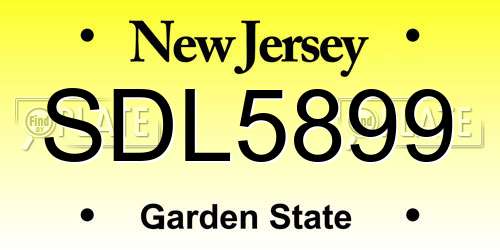 SDL5899 New Jersey License Plate