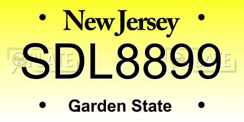 SDL8899 New Jersey License Plate