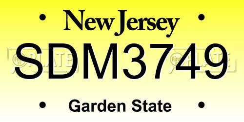 SDM3749 New Jersey License Plate