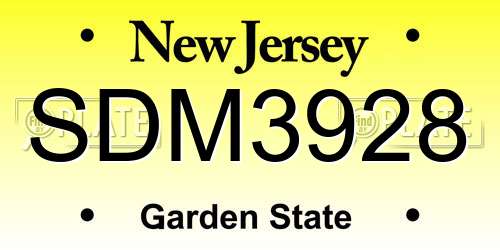 SDM3928 New Jersey License Plate