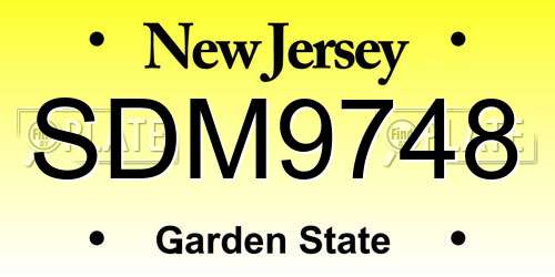 SDM9748 New Jersey License Plate