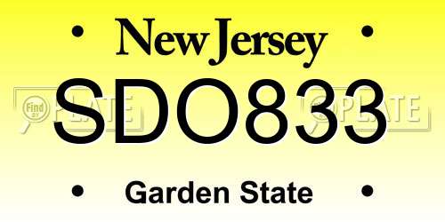 SDO833 New Jersey License Plate