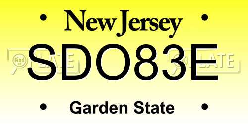 SDO83E New Jersey License Plate