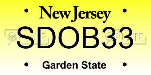 SDOB33 New Jersey License Plate