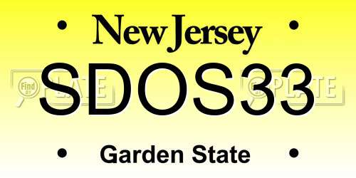 SDOS33 New Jersey License Plate