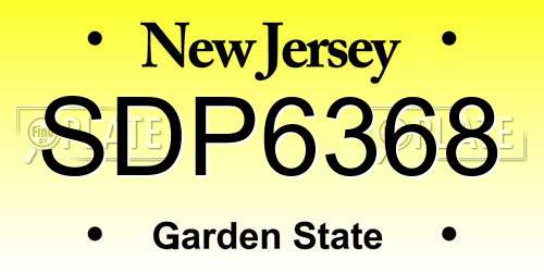 SDP6368 New Jersey License Plate