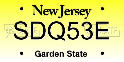 SDQ53E New Jersey License Plate