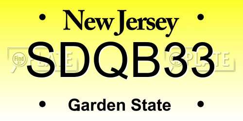 SDQB33 New Jersey License Plate