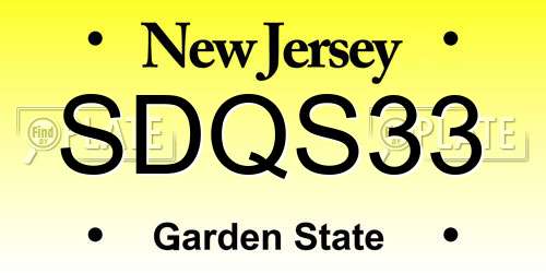 SDQS33 New Jersey License Plate
