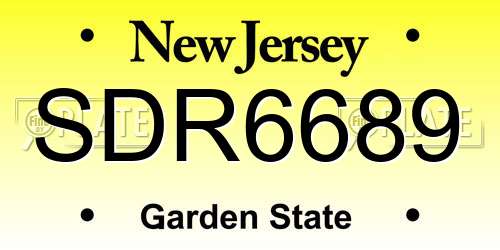 SDR6689 New Jersey License Plate