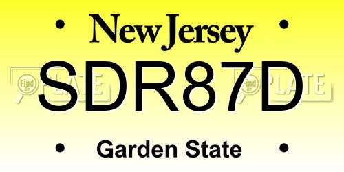 SDR87D New Jersey License Plate