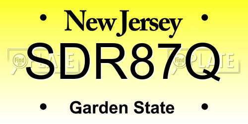 SDR87Q New Jersey License Plate