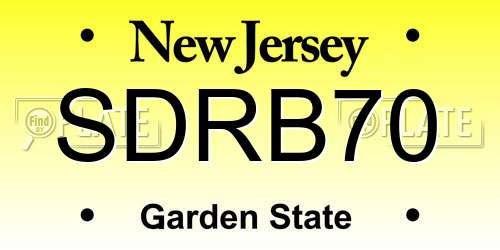 SDRB70 New Jersey License Plate