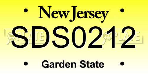 SDS0212 New Jersey License Plate
