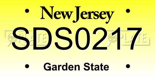 SDS0217 New Jersey License Plate