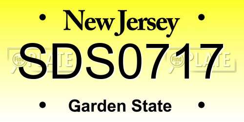 SDS0717 New Jersey License Plate