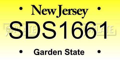 SDS1661 New Jersey License Plate