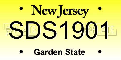 SDS1901 New Jersey License Plate